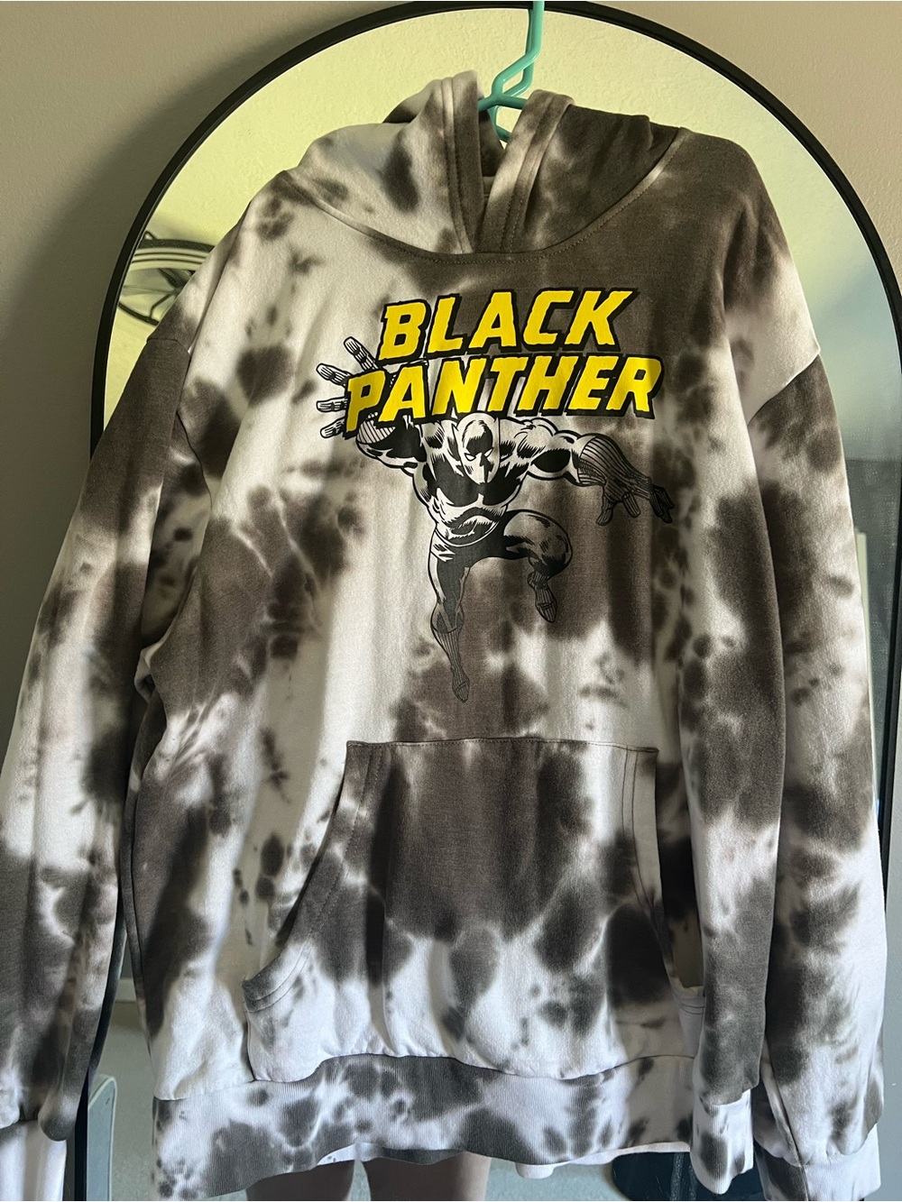 Marvel Black Panther Tie-Dye Crewneck Hoodie - Black, White & Yellow